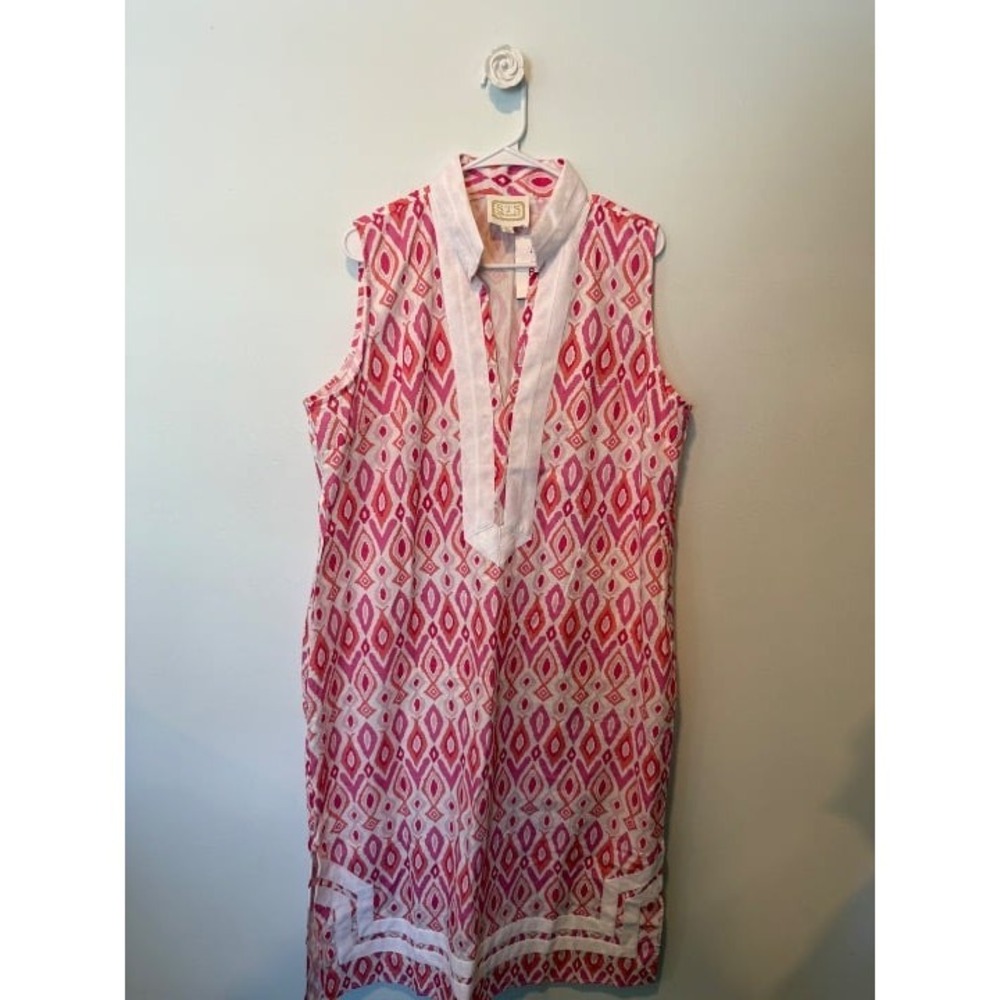 Sail to Sable Pink and White Sleeveless Midi Dress NWT